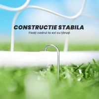 HOMCOM Poartă de Fotbal pentru Exterior din Metal cu Țintă și Stâlpi din Țesătură Oxford, 186x62x123 cm, Albă(m-5)