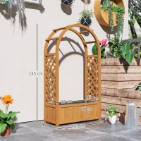 Outsunny Wooden Raised Garden Bed with Trellis, Liner, Drainage Holes, for Vine Climbing Plants, Flowers, 83 x 36 x 145 cm(m-3)