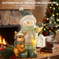 HOMCOM Figurka bałwana 43 cm z MGO z lampionem LED i timerem, do wejścia i przy drzwiach(m-5)