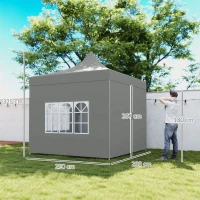 Outsunny Tonnelle de jardin tente pliante 3 x 3 m 4 parois latérales amovibles 3 fenêtres hauteur réglable sac de transport gris(m-3)