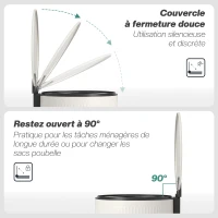 HOMCOM Poubelle cuisine 30L, poubelle à pédale avec seau intérieur amovible, couvercle à fermeture douce, 36x30x60,5cm, crème(m-5)