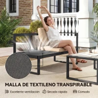 Outsunny Conjunto de Jardín Exterior de 4 Piezas con 2 Sofás de 2 Plazas 1 Sillón sin Brazos y Mesa de Centro con Cojines Caqui(m-5)