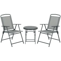 Outsunny Outdoor-Bistro-Möbel-Set Garten-Bistro-Garnitur Klappbares Bistro-Set, 53,5 cm x 64 cm x 93 cm, Hellgrau(m-12)