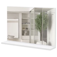 kleankin Espejo de Baño de Pared con Estante Abierto Estilo Moderno para Entrada Pasillo 60x12x40 cm Blanco(m-10)