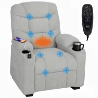 HOMCOM Elektrischer Relaxsessel mit Massage & Wärme, leisem Motor und Memory-Funktion, Grau(m-12)