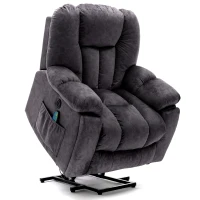 Power Lift Electric Recliner Chair with Heat and Vibration, Massage Chair with USB Ports and Side Pockets, Easy Assembly, 100x95x105 cm, Grey(m-2)