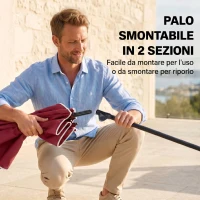 Outsunny Ombrellone da Giardino Rettangolare 2x2.4 m con Inclinazione Regolabile, Rosso e Nero(m-7)