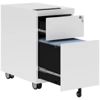 HOMCOM Schedario per Ufficio con 2 Cassetti, Fessura a Busta e Barra per Appendere, in Acciaio, 30x50x53.5 cm, Bianco(m-1)