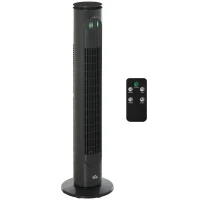 HOMCOM Ventilateur colonne 45W télécommande minuterie 3 modes 3 vitesses tour oscillant silencieux Ø 22 x 77 cm gris foncé(m-1)