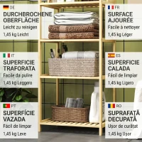 HOMCOM Raft Mobil pentru Baie cu 7 Polițe, Depozitare și Organizare, Dulap din Bambus, 44x33x180 cm, Culoare Lemn(m-9)