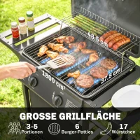 Outsunny Gasgrill 5 KW 2 Brenner BBQ Grillwagen Edelstahl inkl Seitentisch Unterkorb Frontabdeckung Thermometer Emaille-Grillrost(m-4)
