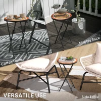 Outsunny Mosaic Outdoor Garden Table, 35.5cm Round Folding Coffee Table with Metal Frame for Balcony Terrace, Orange(m-7)