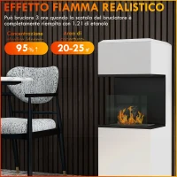 HOMCOM Camino a Bioetanolo da Terra con Bruciatore da 1.2L e Pannello in Vetro, 38x38x100cm, Bianco(m-4)