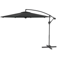 Outsunny Parasol déporté octogonal rabattable diamètre 3 m parasol de jardin avec pied en croix noir(m-12)