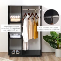 HOMCOM Armoire penderie Armoire de Rangement Mobile Panneaux de Particules Noir(m-7)