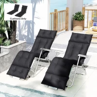 Outsunny Set of Two 190 x 56cm Sun Lounger Cushions - Black(m-14)