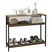 HOMCOM Sideboard Konsolentisch Flurregal, Industriedesign, 100 cm x 29,5 cm x 90 cm, Braun + Schwarz(m-12)