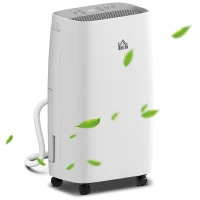 HOMCOM 12L/Day Dehumidifier with Continuous Drainage, 2.5L Water Tank, 24H Timer, Humidity Display, for Home Damp, Condensation, Mould and Laundry Drying, White(m-1)
