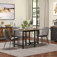 HOMCOM Faltbarer Esstisch, Industrieller Tisch, klappbar, aus Metall und Holz, platzsparend, Braun(m-2)