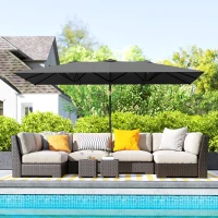 Outsunny Sonnensschirm, höhenverstellbar, neigbar, 150x295x170-214 cm, Grau(m-10)