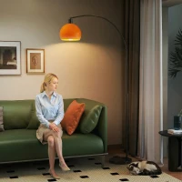 HOMCOM Floor Lamp for Living Room, Modern Standing Lamp with Shade & Foot Switch for Bedroom, Office, Black(m-10)