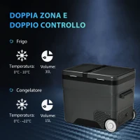 Outsunny Frigo Portatile Elettrico 45L da 12 Volt con Maniglia e Schermo LCD, 63.2x42x50.8 cm, Grigio(m-4)