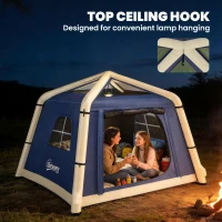 Outsunny Inflatable Camping Tent with Hand Pump, Easy Setup 1/2 Person Blackout Blow Up Tent, Dark Blue(m-7)