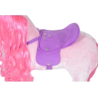 HOMCOM Plush Walking Horse Ride On Toy with Wheels and Realistic Sounds Rocking Horse for Girls Boys 2+ Years Old, 50cm Tall, Pink(m-8)