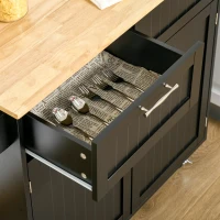HOMCOM Carrello da Cucina Multiuso in Legno con 2 Cassetti, Armadietto e 4 Ruote, 104x46x91cm, Nero(m-9)