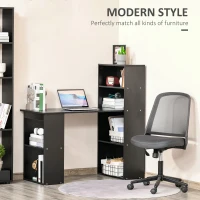 HOMCOM 120cm Computer Desk, Wooden PC Laptop Table with 6-Tier Storage Bookshelves, Home Office Working Study Desk, Writing Workstation, Black(m-4)
