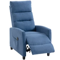 HOMCOM Poltrona Massaggiante e Reclinabile a 160° con Poggiapiedi e Telecomando, 66x91x108 cm, in Ciniglia Blu Scuro(m-11)