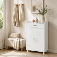 HOMCOM Schuhschrank mit 1 Schublade und 5 Einlegeböden Moderner Schuhschrank Verstellbare Einlegeböden 6 Paar 62,5x35x95 cm Weiß(m-5)