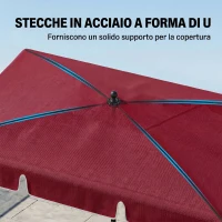 Outsunny Ombrellone da Giardino Rettangolare 2x2.4 m con Inclinazione Regolabile, Rosso e Nero(m-5)