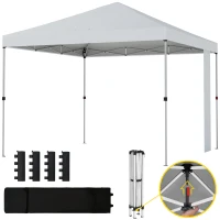 Outsunny Gazebo 3x3 m Pop Up con Tasche Portaoggetti e Sacchi di Sabbia, in Metallo e Tessuto Oxford, Bianco(m-11)