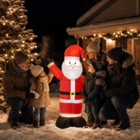 Outsunny Pai Natal Insuflável de Natal 150 cm com Acabamento Aveludado e Saco de Arrumação, Decoração de Exterior(m-2)