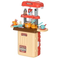 AIYAPLAY Gioco per Bambini 3 in 1 da 36 Pezzi con Tavolo per Posate, Tavolo da Pranzo e Trolley, in PP e ABS, 48x26x64 cm(m-11)