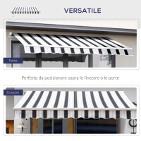 Outsunny Tenda da Sole a Bracci 2.5x2m Avvolgibile Manuale in Alluminio e Poliestere Blu e Bianco(m-7)