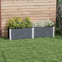 Outsunny Hochbeet, offener Boden, hohe Seiten, wetterfest, Aluminiumrahmen, 200 x 50 x 56 cm, Grau(m-2)