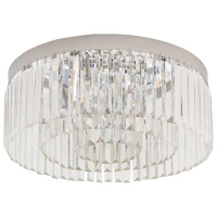 HOMCOM Crystal Ceiling Light Modern Chandeliers w/ Stainless Steel Base 10 Lights Elegant Flush Mount Ceiling Lighting for Living Room, Bedroom, Hallway, Bar, Cloakroom(m-1)