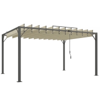 Outsunny Pérgola de Jardín 3x4 m con Protección UPF30+ Gazebo con Techo Ajustable Estructura de Aluminio para Exterior Crema