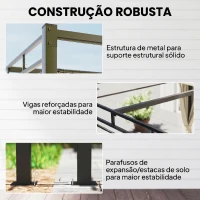 Outsunny Pérgola de Jardim 295x295x221 cm com Teto Retrátil e Cortinas UPF30+ Estrutura Metálica Pérgola para Exterior Bege(m-6)