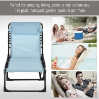 Outsunny Folding Sun Lounger Beach Chaise Chair Garden Cot Camping Recliner with 4 Position Adjustable, Baby Blue(m-7)