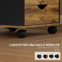 HOMCOM Cassettiera da Ufficio a 5 Cassetti con Ruote Girevoli e Freni, in Legno, 40x40x67 cm, Marrone(m-5)