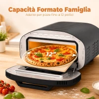 HOMCOM Forno elettrico per pizza con 8 programmi, timer e pietra in ceramica, 2200 W(m-7)