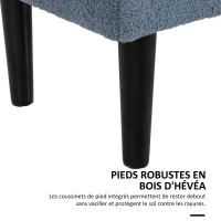 HOMCOM Banc de rangement coffre de rangement revêtement bouclette, pieds en bois de caoutchouc 95 x 38 x 45 cm bleu(m-5)