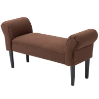 HOMCOM Banc Banquette Design Contemporain accoudoirs courbés Grand Confort 102L x 36l x 51H cm Marron(m-12)