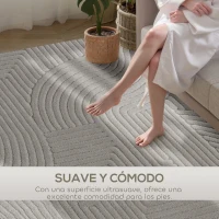 HOMCOM Alfombra Salón 160x120 cm Pelo Corto Estilo Moderno Base Antideslizante Tejida a Máquina Gris(m-4)