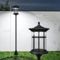 Outsunny Set 2 Lămpi Solare cu Autonomie de 6h și Fixare în Sol, din Oțel Inoxidabil și ABS, 23,5x23,5x184 cm, Negru(m-3)