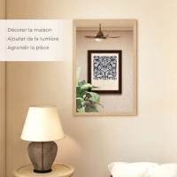 HOMCOM Miroir mural rectangulaire 60 x 40 cm, cadre en bois naturel, idéal pour la salle de bain, salon ou chambre(m-4)