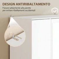 HOMCOM Armadio Moderno con Specchio, 3 Ante e 2 Cassetti, 120155x180 cm, Bianco(m-7)